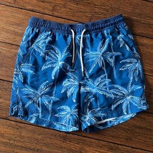 American Eagle AE Flex Men’s Swim Trunks X Small 5” Blue Palm Trees Shorts